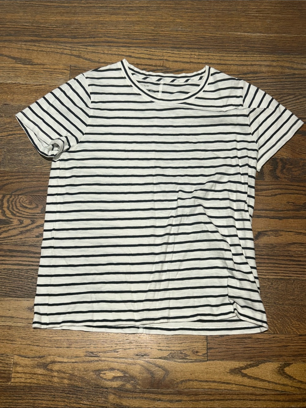 J. Crew Black & White Striped Short-Sleeve Crewneck Tee